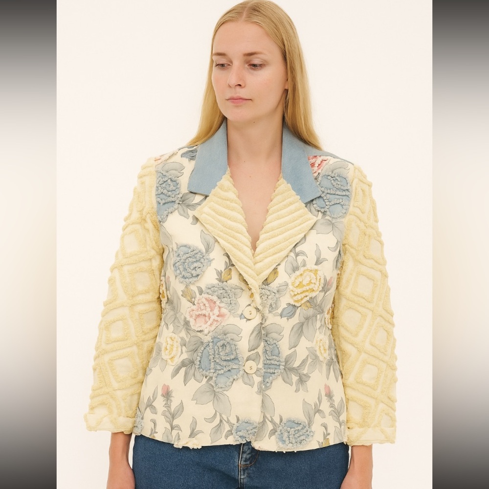 Vintage Sandy Starkman Wearable Art Women's Blazer XL Grandma Cottage